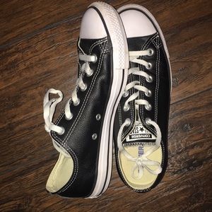 Black Leather Converse Shoes, Men’s 8 / Women’s 10
